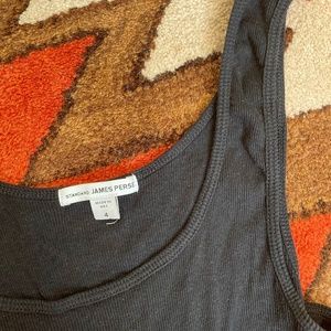 James Perse Lux Basic Black Soft Ribbed Tank Top Size 4